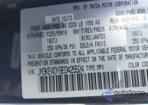 2014 Mazda Cx-5 Grand Touring z USA, uszkodzony, nr VIN JM3KE4DY9E0425524